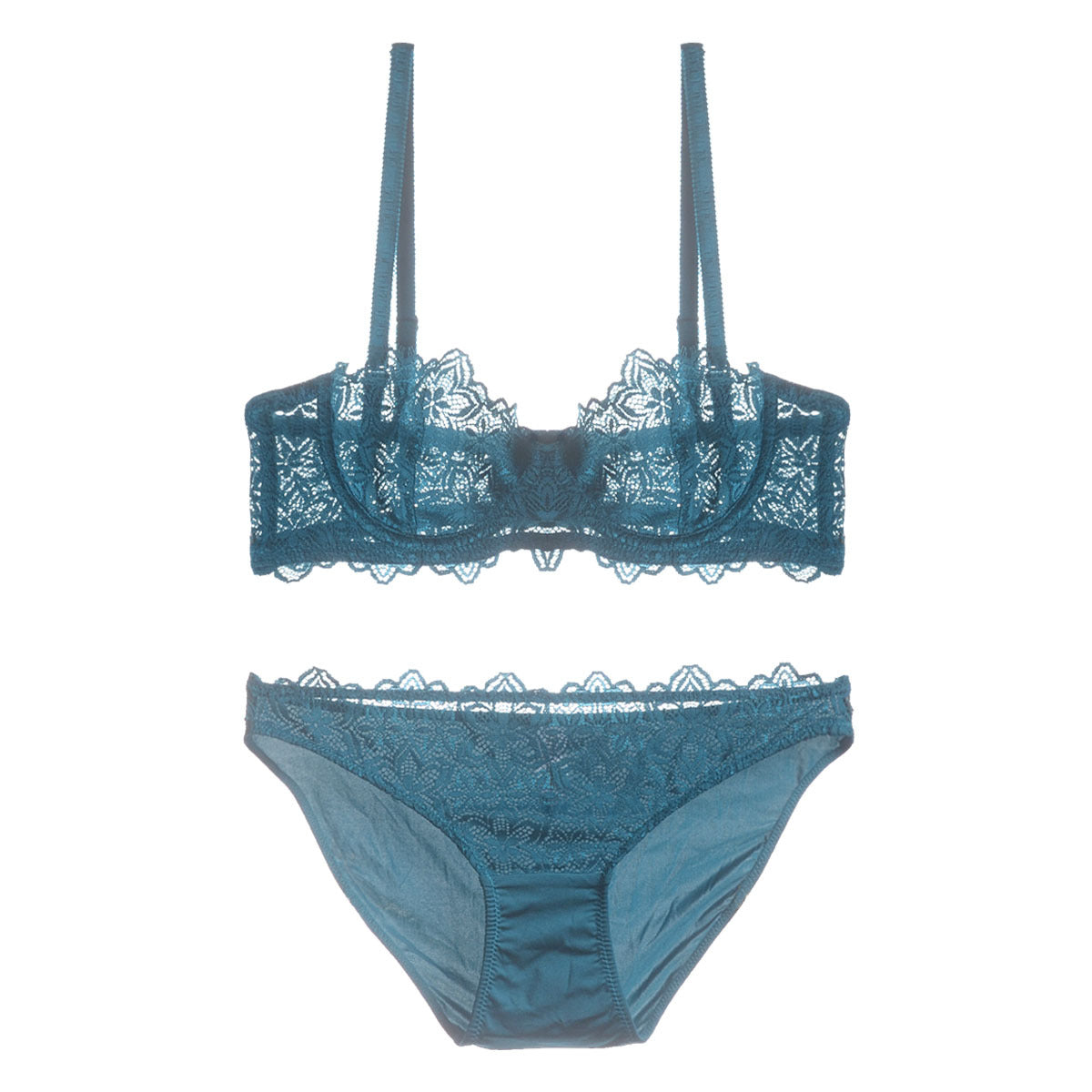 Peekaboo renda balconette bra dan set panty