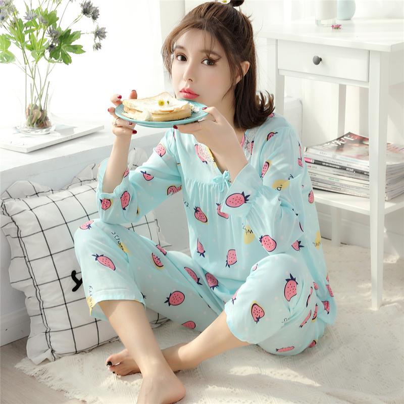 Ruffle Cuffs Floral Sleepwear Set