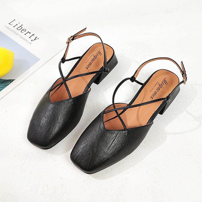 Crisscross Strap Round Toe Flats - Theone Apparel