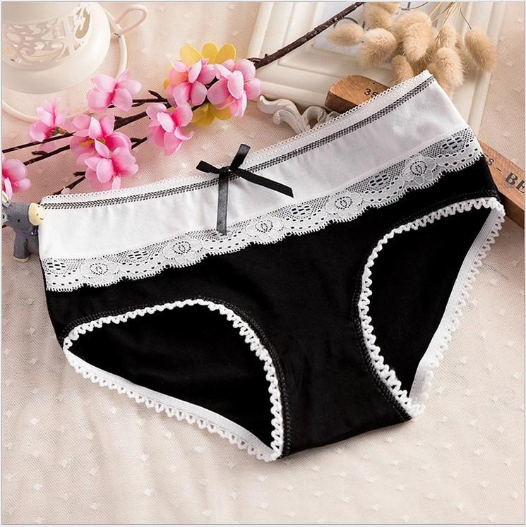 Laced Black and White Hipster Panty