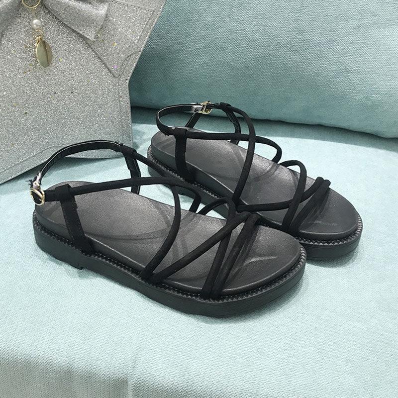 Vastgebonden in runaround platform sandalen