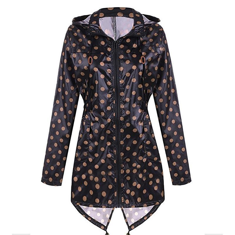 Polka dot print hoodie trench jas