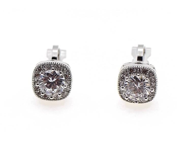 Cushion Cut Sparkle Stud Earrings - Theone Apparel