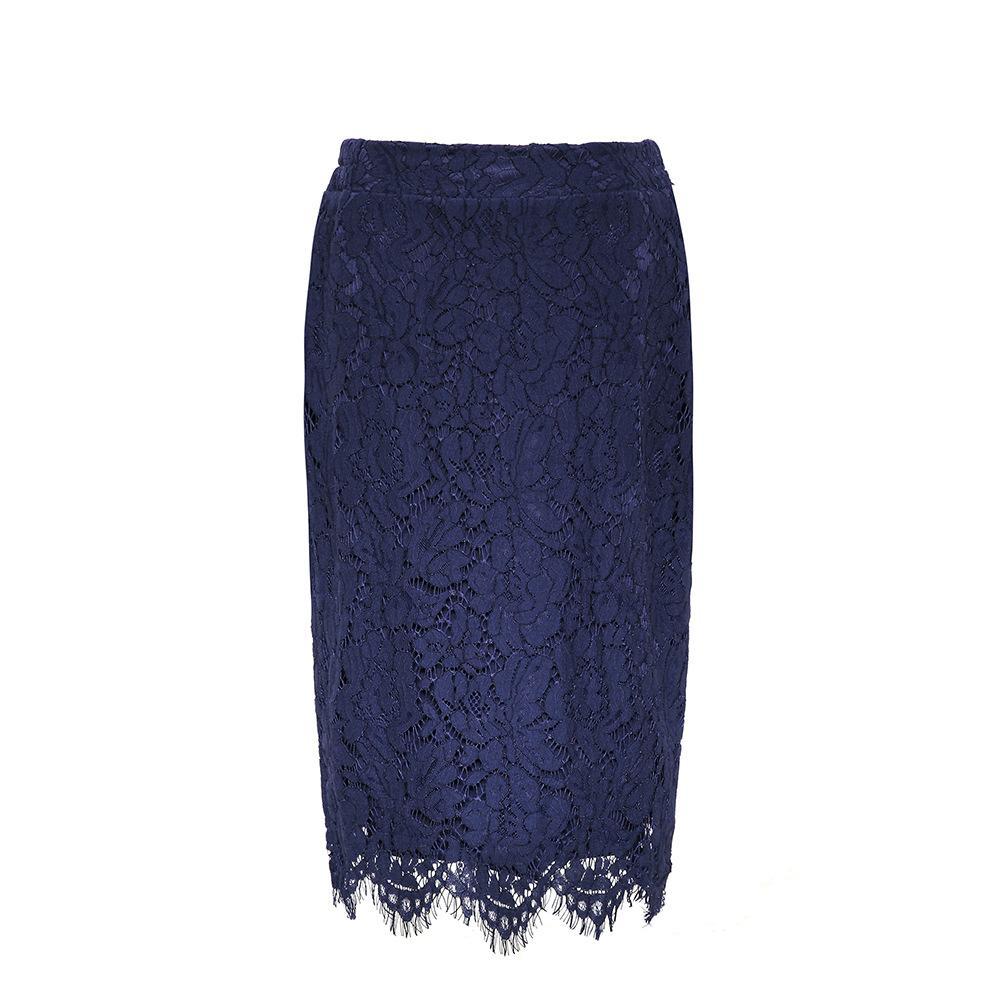 Floral Lace Fancy Hem Pencil Skirt - Theone Apparel