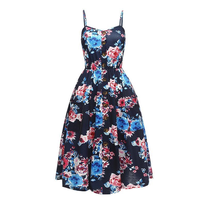 Flower Print Button Up Summer Dress - Theone Apparel