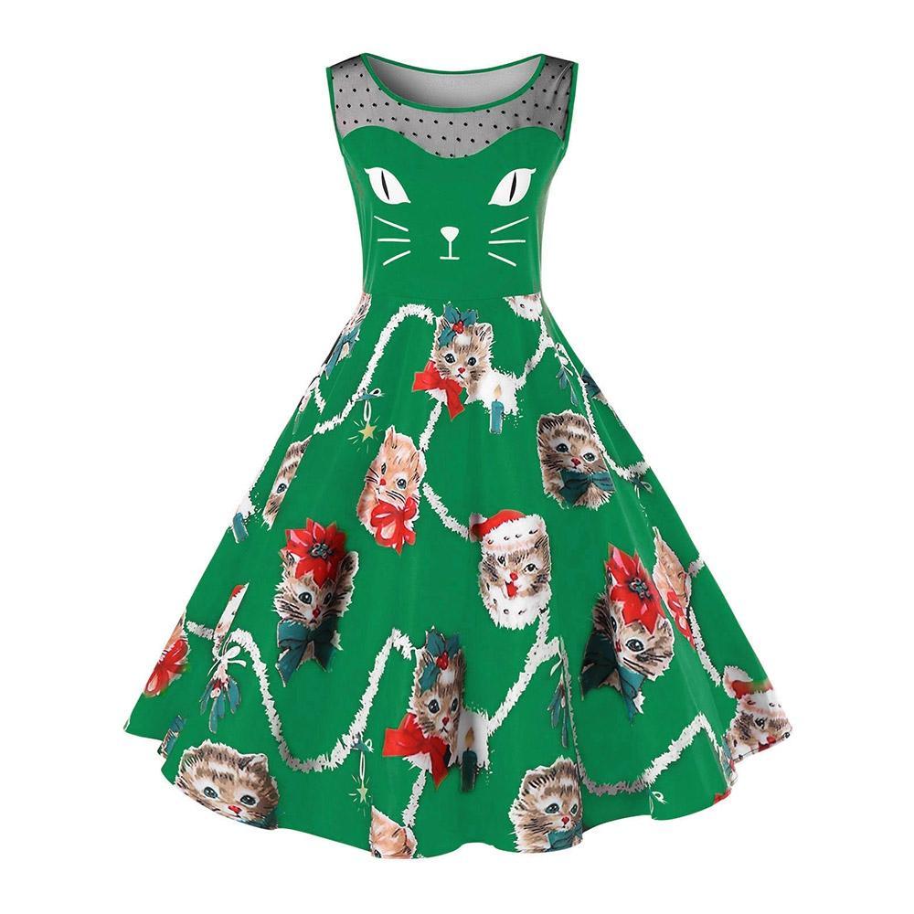 Vestido de gatinho de Natal de tamanho grande