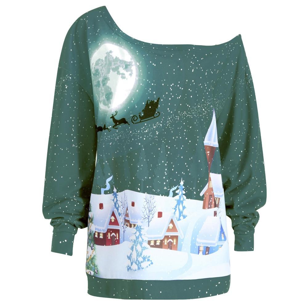 Plus Size Weihnachts-Sweat-Neck-Sweatshirt