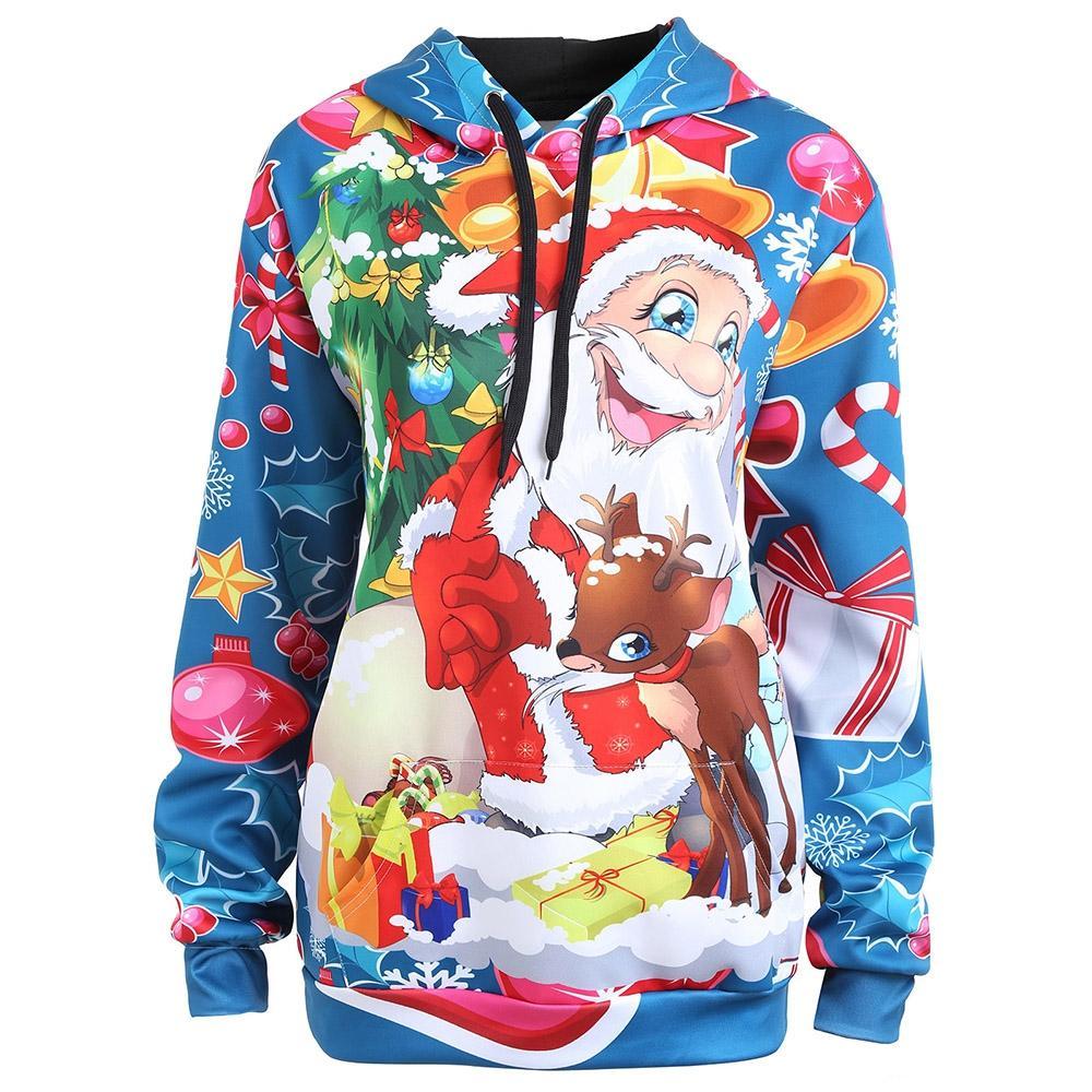 Weihnachtsmann und Rentier Plus Size Hoodie