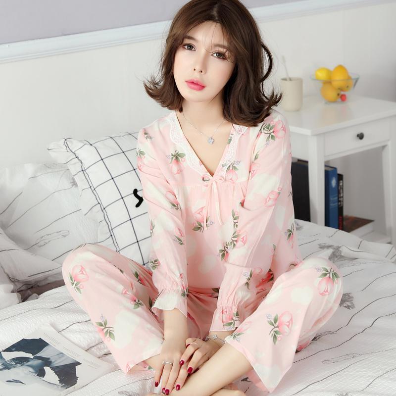 Ruffle Cuffs Floral Sleepwear Set