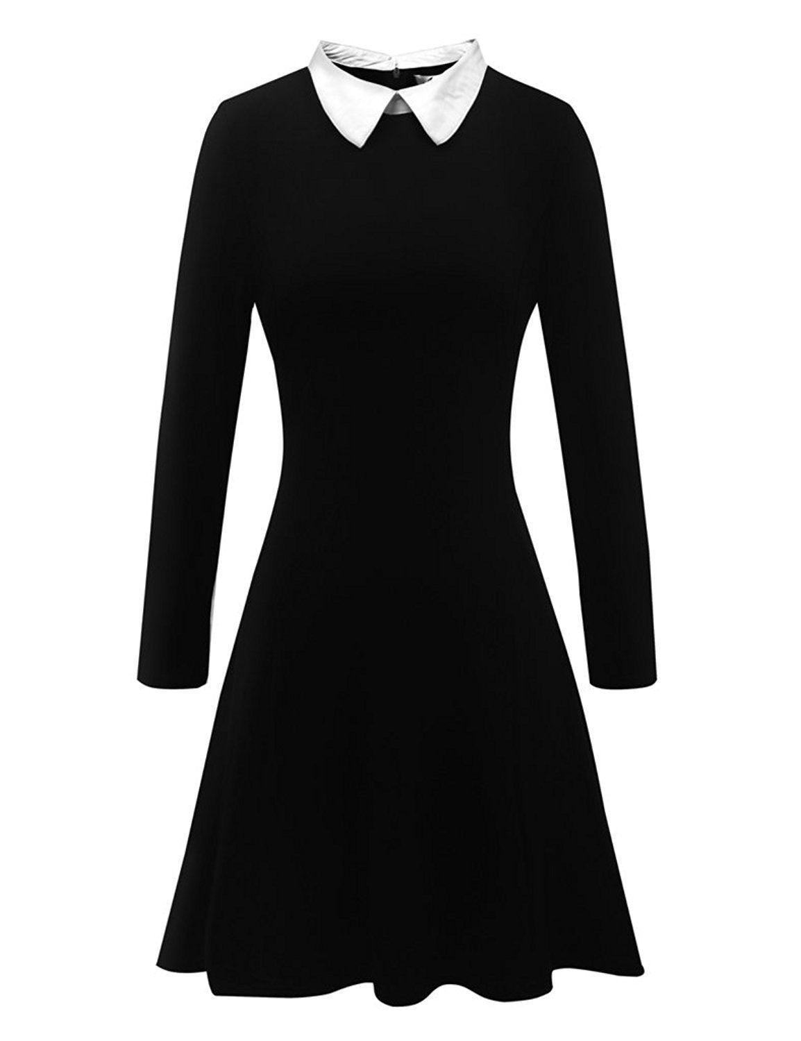 Vestido de suéter preto de colarinho de colarinho