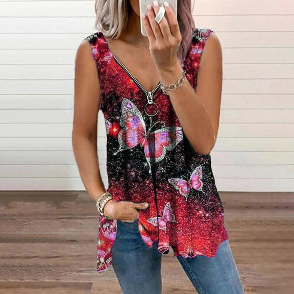 Blusa de borboleta com decote de decote em v alerta