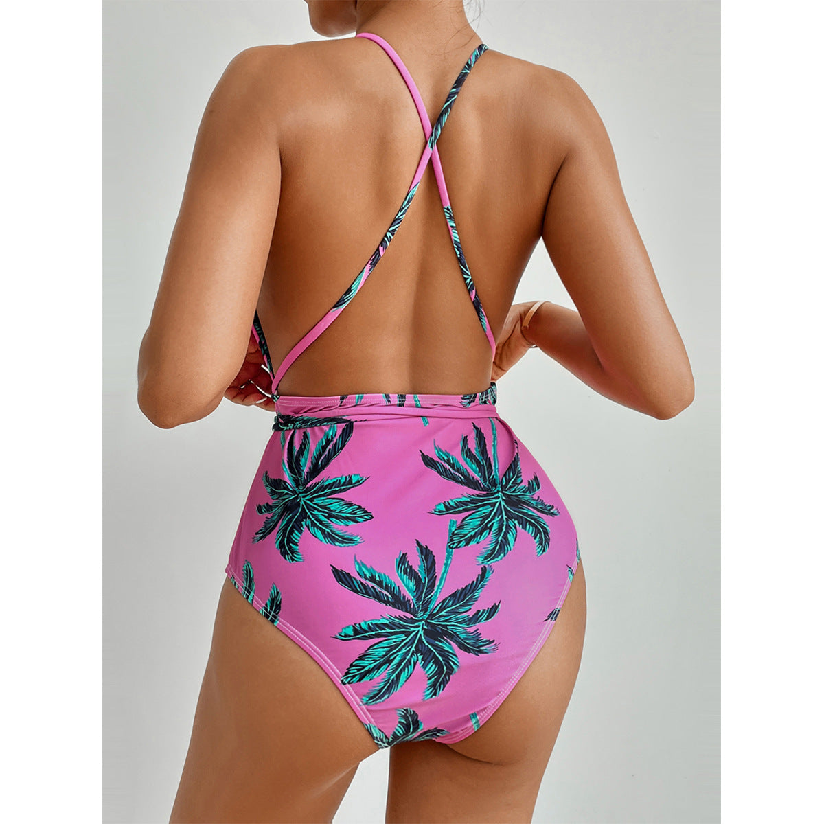 Costume da bagno a V un pezzo tropicale