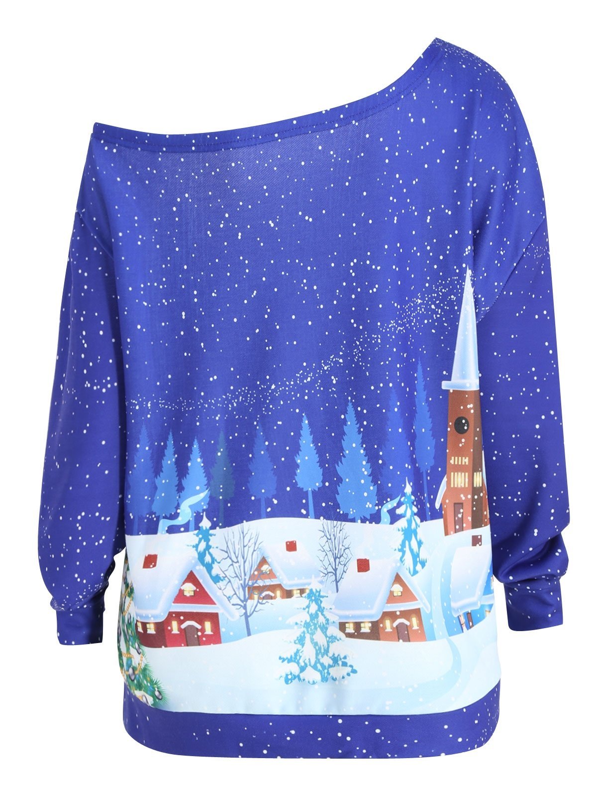 Plus Size Christmas Skew Neck Sweatshirt