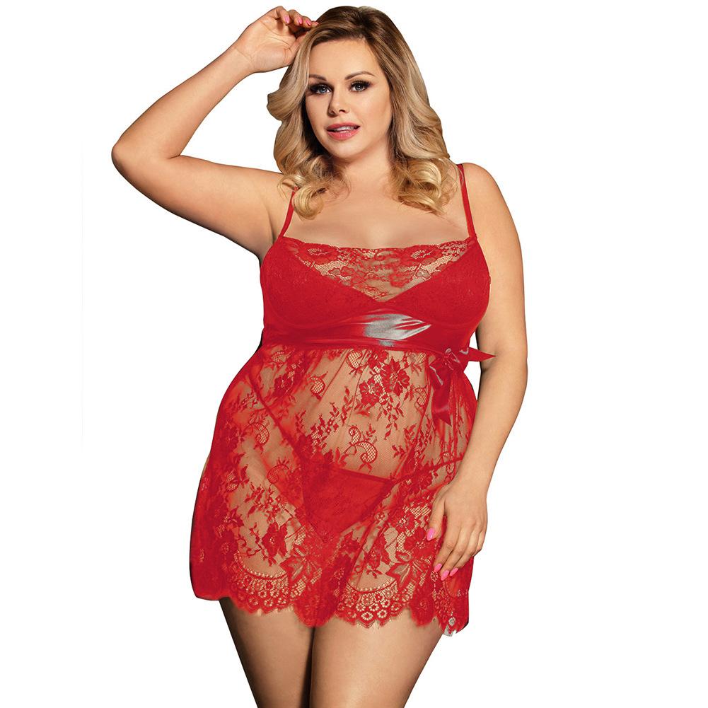 Mini vestido transparente con estampado de encaje de talla grande