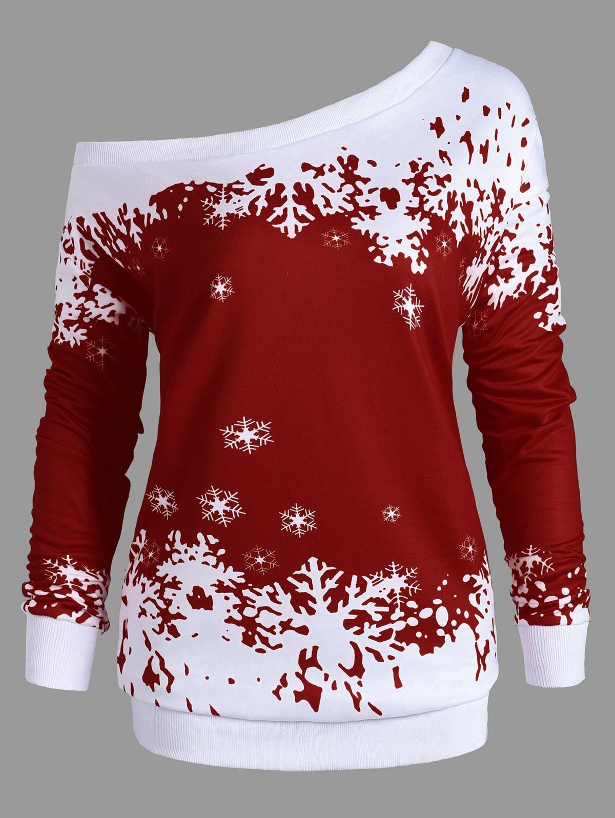 Snowflake One épaule plus taille sweat-shirt