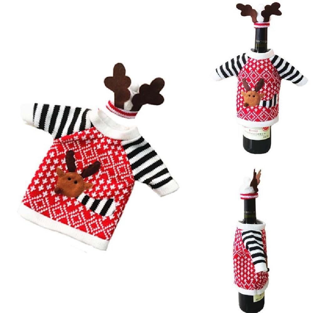 Reindeer Wine And Champagne Bottle Covers