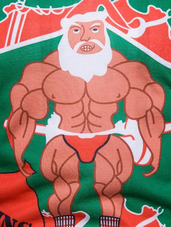 Santa Barbell V Neck Ugly Christmas Shirt