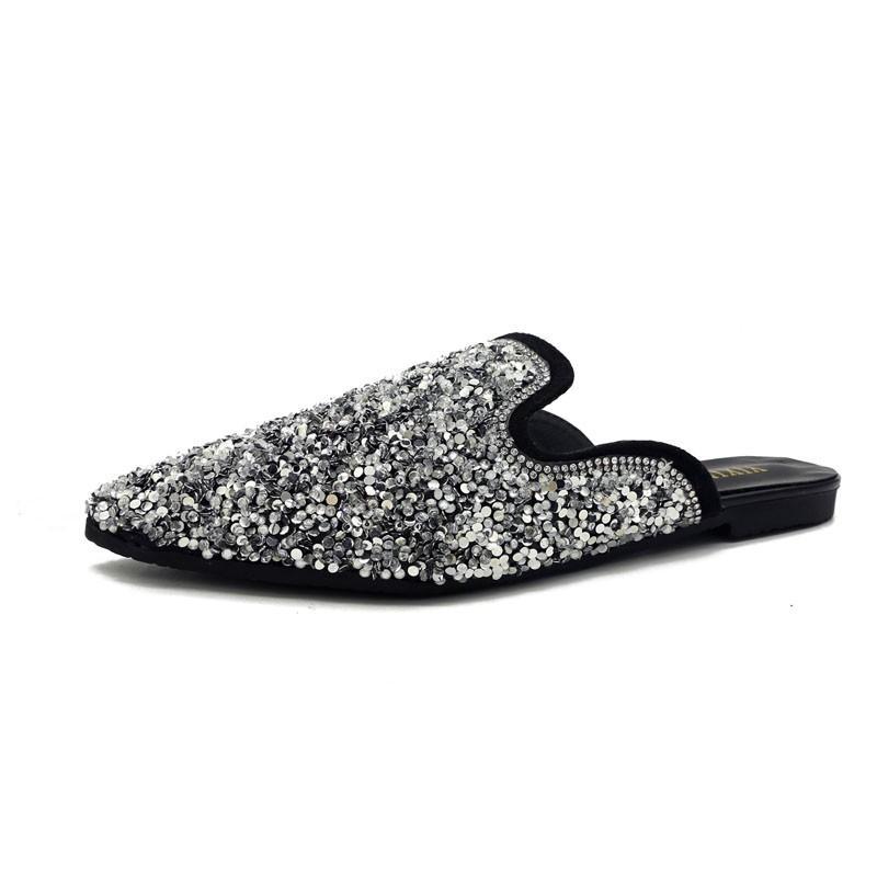 Sequin Sparkle Slip On Sandals