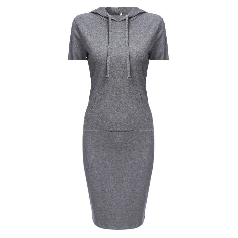 Sporty Drawstring Hood Sweater Dress