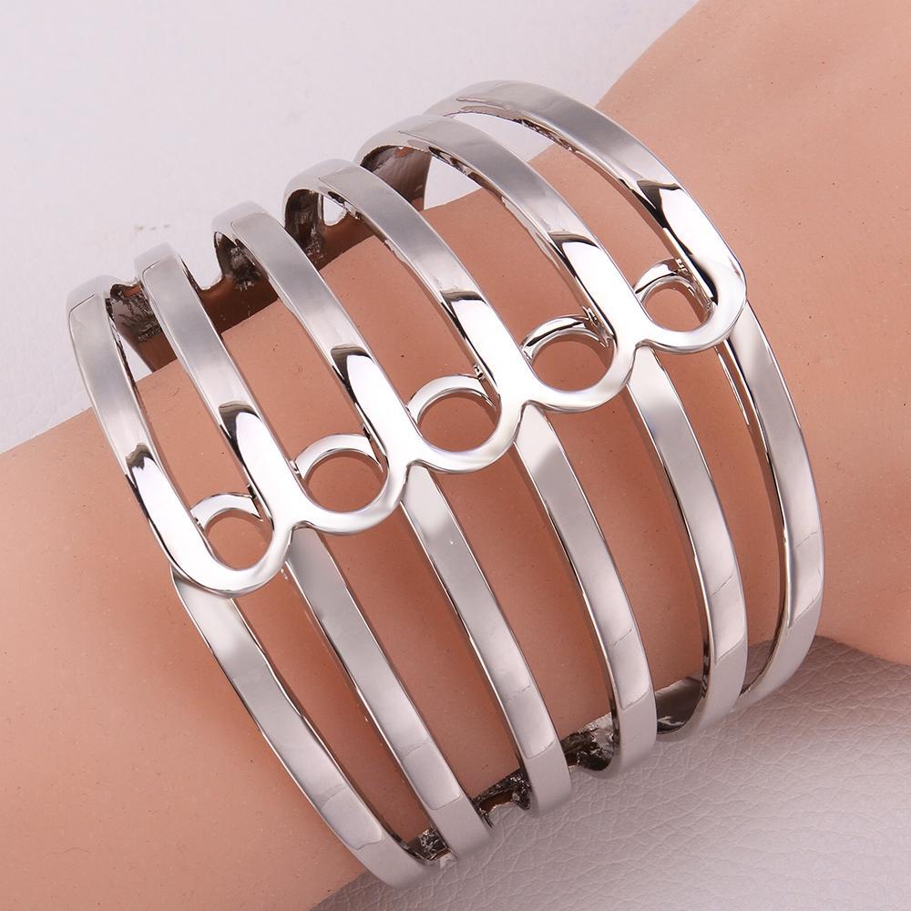 Striped Openwork Alloy Womens Bracelet