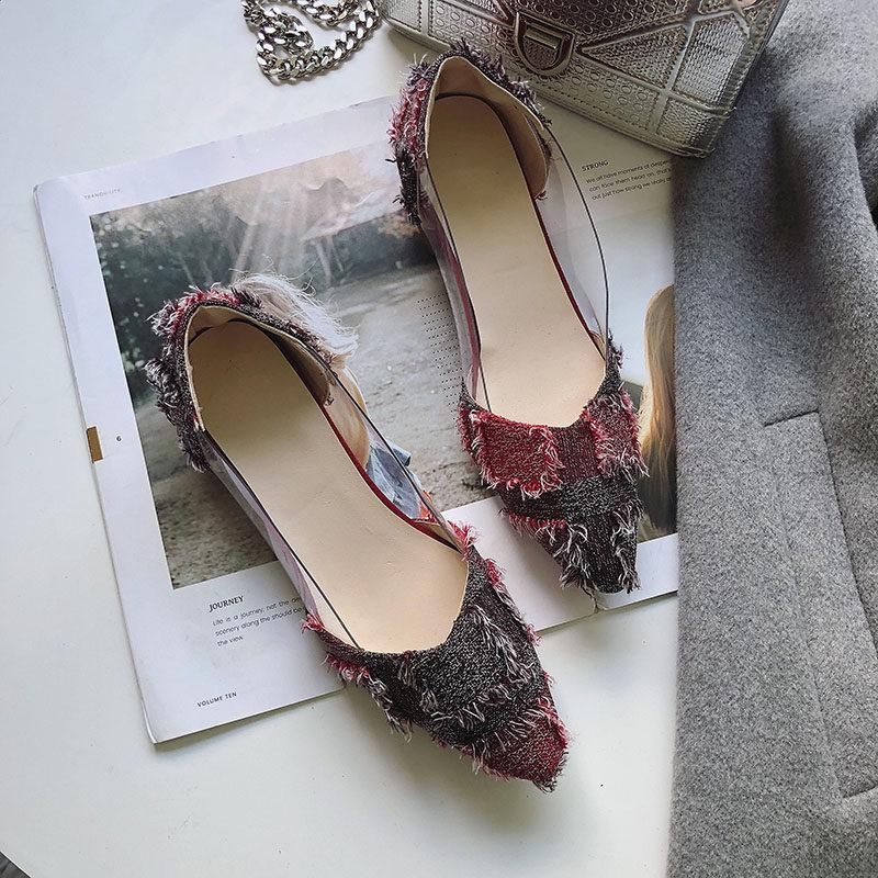 Tweed Fringe Point Toe Flats