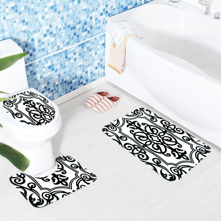 Black and White Print Bath Mat Sets - THEONE APPAREL