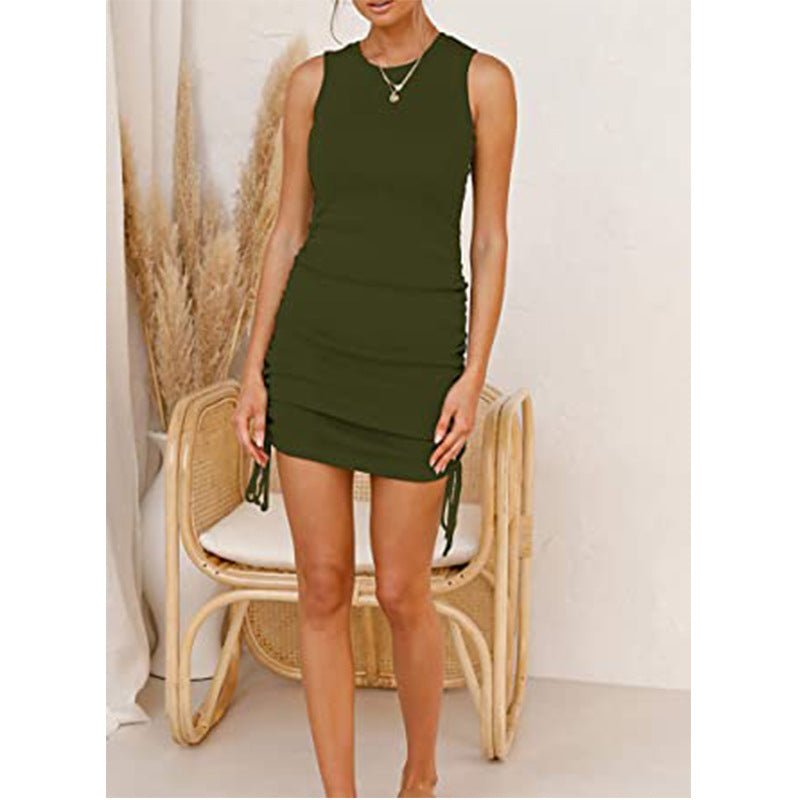 Body Con Tank Top Sleeveless Round Neck Dress - THEONE APPAREL