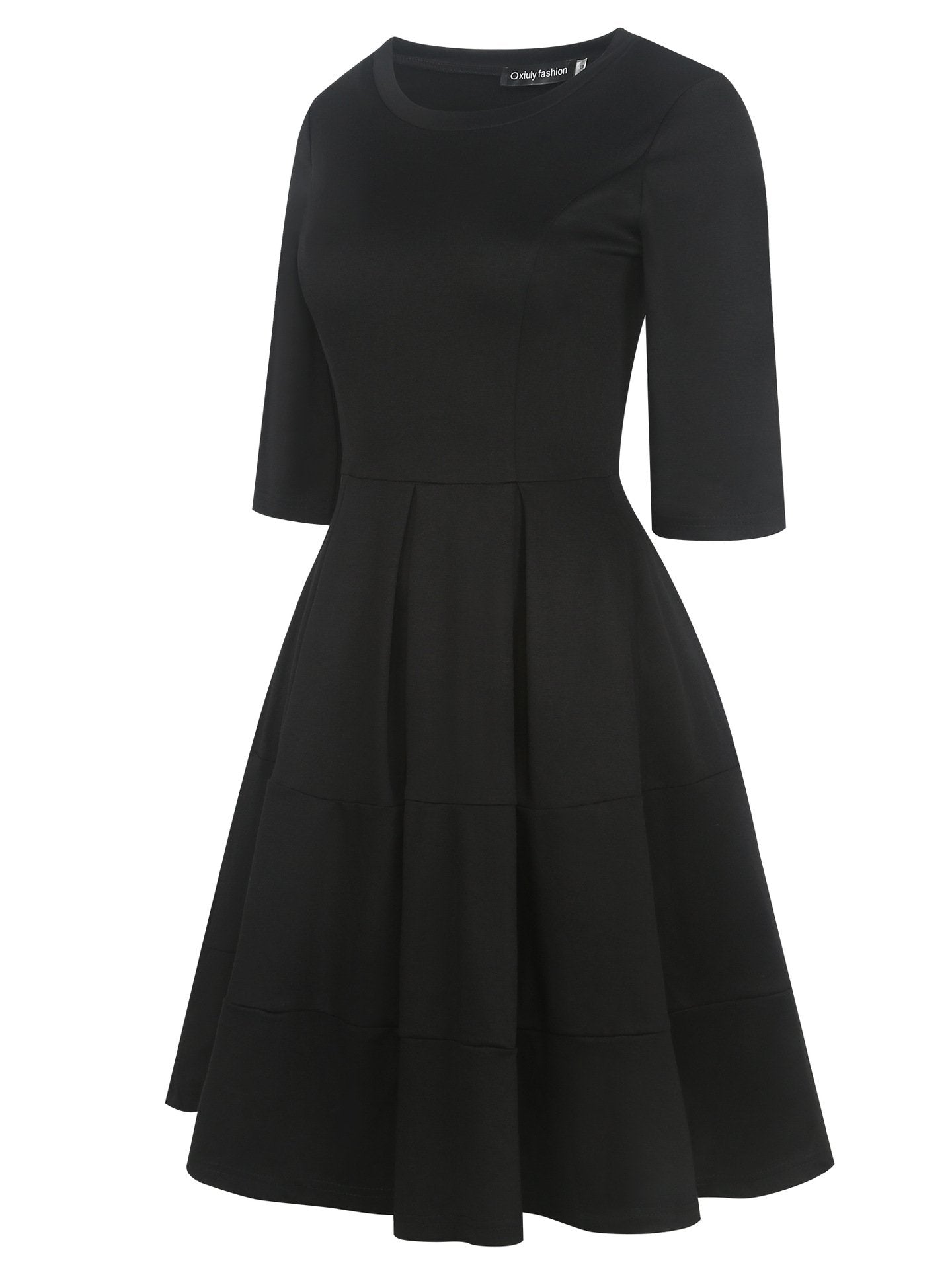 Box Pleated Half-Sleeve A-Line Dress - THEONE APPAREL