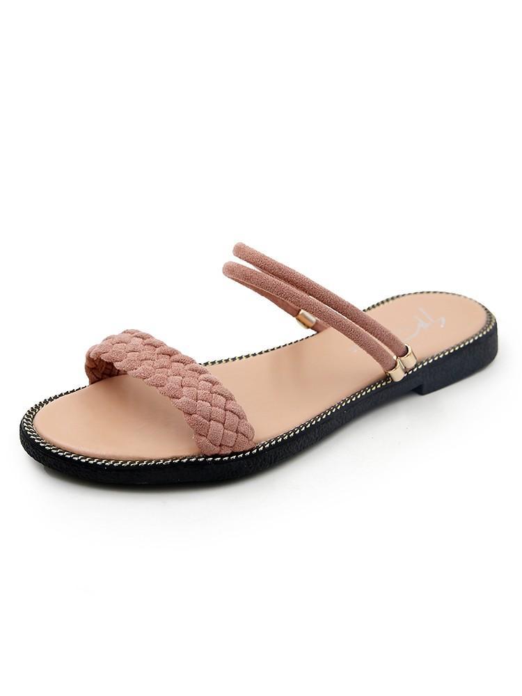 Braided Band Slip On Fashion Sandals - THEONE APPAREL