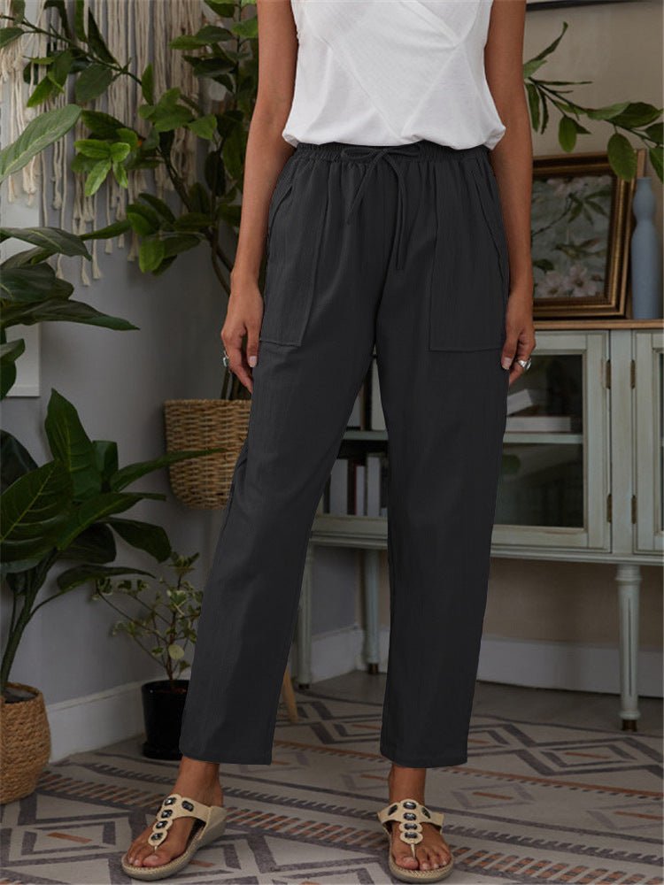 Casual Elastic Waist Straight leg Slacks - THEONE APPAREL