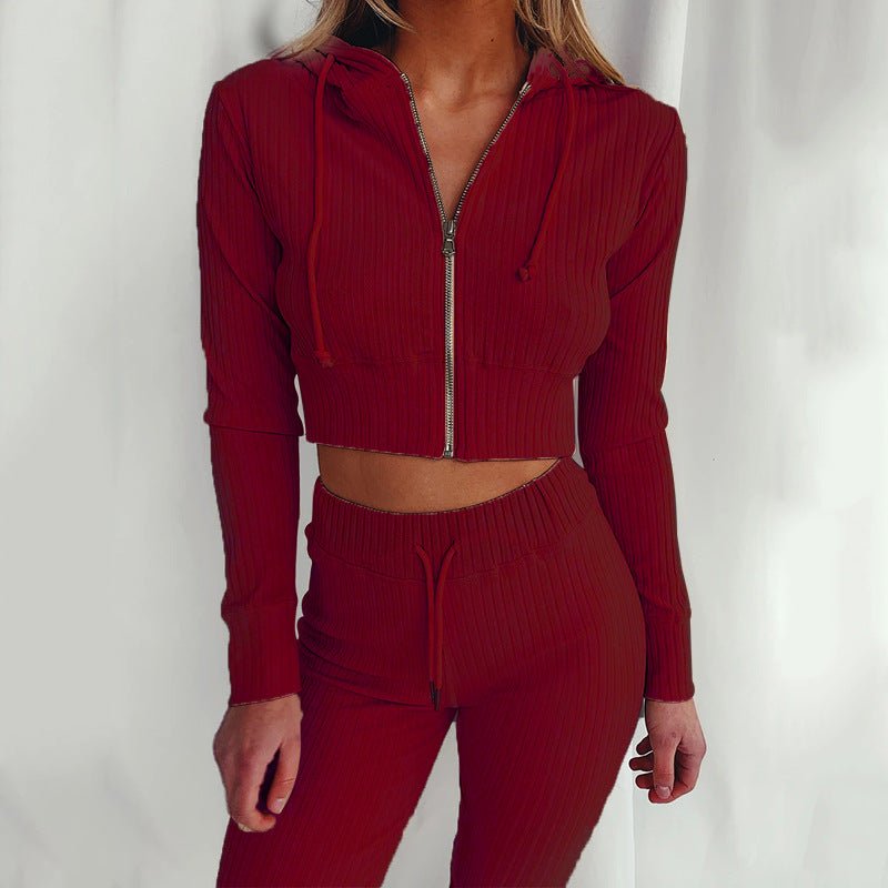 Casual Two Piece Cropped Top and Pants Set - THEONE APPAREL