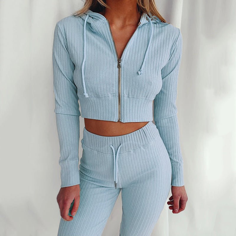 Casual Two Piece Cropped Top and Pants Set - THEONE APPAREL