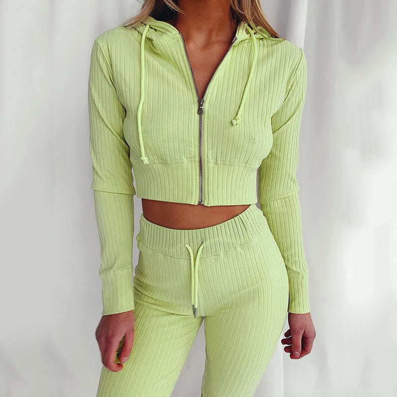 Casual Two Piece Cropped Top and Pants Set - THEONE APPAREL